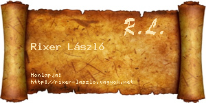 Rixer László névjegykártya